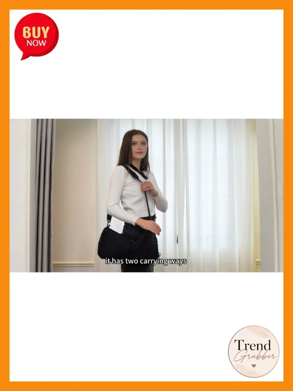 Expandable Round Crossbody Bag Waterproof Nylon Sling Purse